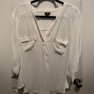 White chiffon 3/4 sleeve blouse
